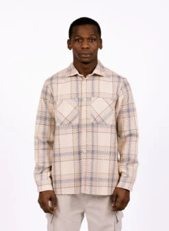 Wax London Summer Whiting Overshirt Earl Check Ecru Blue -Samsoe Samsoe Shop image 1034