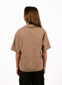 Olaf Hussein WMN Open Collar Shirt SS Brown