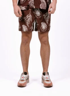 Samsoe Samsoe Moses Swim Shorts AOP 14702 Brown Stone Fossil