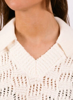 Olaf Hussein WMN Check Knitted Polo Off White -Samsoe Samsoe Shop image 13