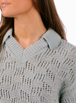 Olaf Hussein WMN Check Knitted Polo Light Blue -Samsoe Samsoe Shop image 1308