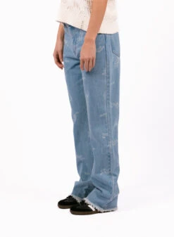 Olaf Hussein WMN Wavy AOP Denim Pants Light Denim