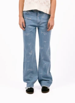 Olaf Hussein WMN Wavy AOP Denim Pants Light Denim -Samsoe Samsoe Shop image 1312