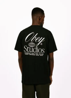 Obey Studios Worldwide Classic T-shirt Black -Samsoe Samsoe Shop image 1542