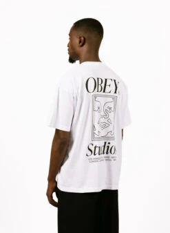 Obey Studios Icon Heavyweight T-shirt White -Samsoe Samsoe Shop image 1566