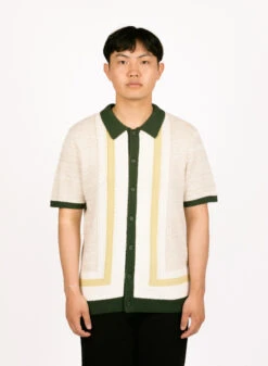 Wax London Tellaro Shirt Green/Ecru Stripe -Samsoe Samsoe Shop image 1587