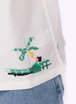 Wax London Newton Shirt Paradise Stitch Ecru -Samsoe Samsoe Shop image 1620