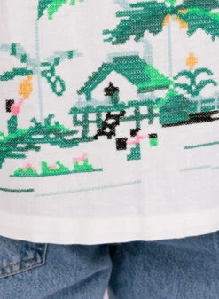 Wax London Newton Shirt Paradise Stitch Ecru -Samsoe Samsoe Shop image 1623