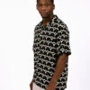 Wax London Didcot SS Shirt Curve Geo Midnight