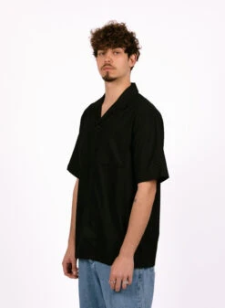 Olaf Hussein Cotton Linen SS Shirt Black