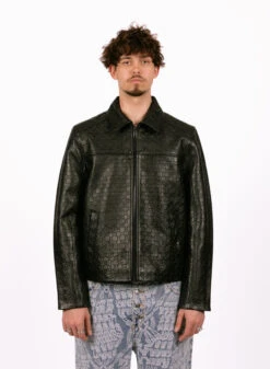 Daily Paper Black Silence Monogram Leather Jacket