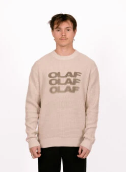 Olaf Hussein OLAF Drift Waffle Knit Crewneck Cement