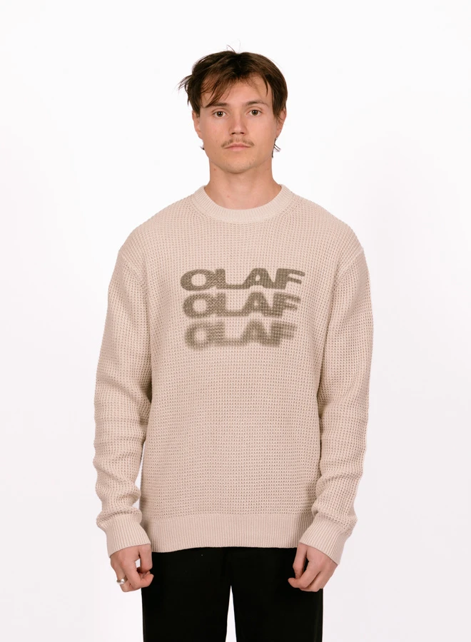 Olaf Hussein OLAF Drift Waffle Knit Crewneck Cement 3 Olaf Hussein OLAF Drift Waffle Knit Crewneck Cement