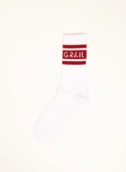 GRAIL Band Logo Sock White/Bordeaux -Samsoe Samsoe Shop image 2041