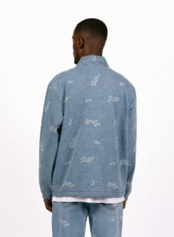 Olaf Hussein Wavy AOP Denim Coach Jacket