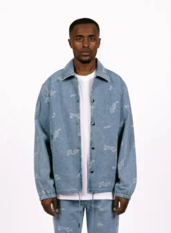 Olaf Hussein Wavy AOP Denim Coach Jacket -Samsoe Samsoe Shop image 551