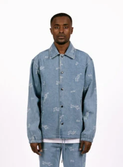 Olaf Hussein Wavy AOP Denim Coach Jacket -Samsoe Samsoe Shop image 552