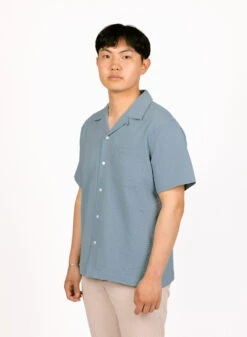 Olaf Hussein Seersucker Shirt SS Storm Blue -Samsoe Samsoe Shop image 635