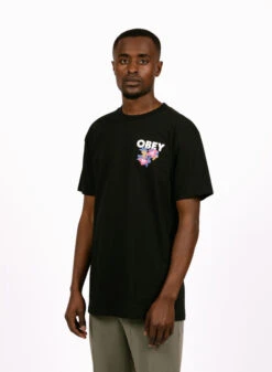 Obey Floral Garden Classic T-shirt Black -Samsoe Samsoe Shop image 853