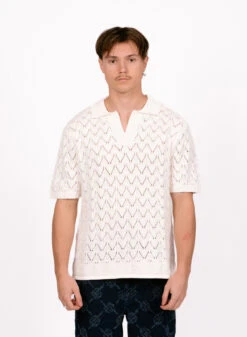Daily Paper Yinka Relaxed Knit Ss Polo White