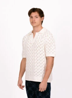 Daily Paper Yinka Relaxed Knit Ss Polo White -Samsoe Samsoe Shop image 868